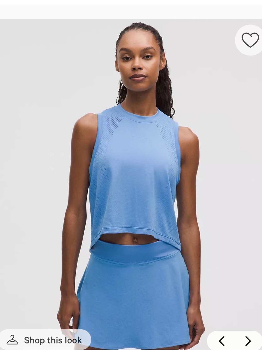 lululemon athletica Perforated Light Blue Cropped Athletic Tank